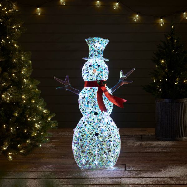 107cm Iridescent Snowman With 50 White LED